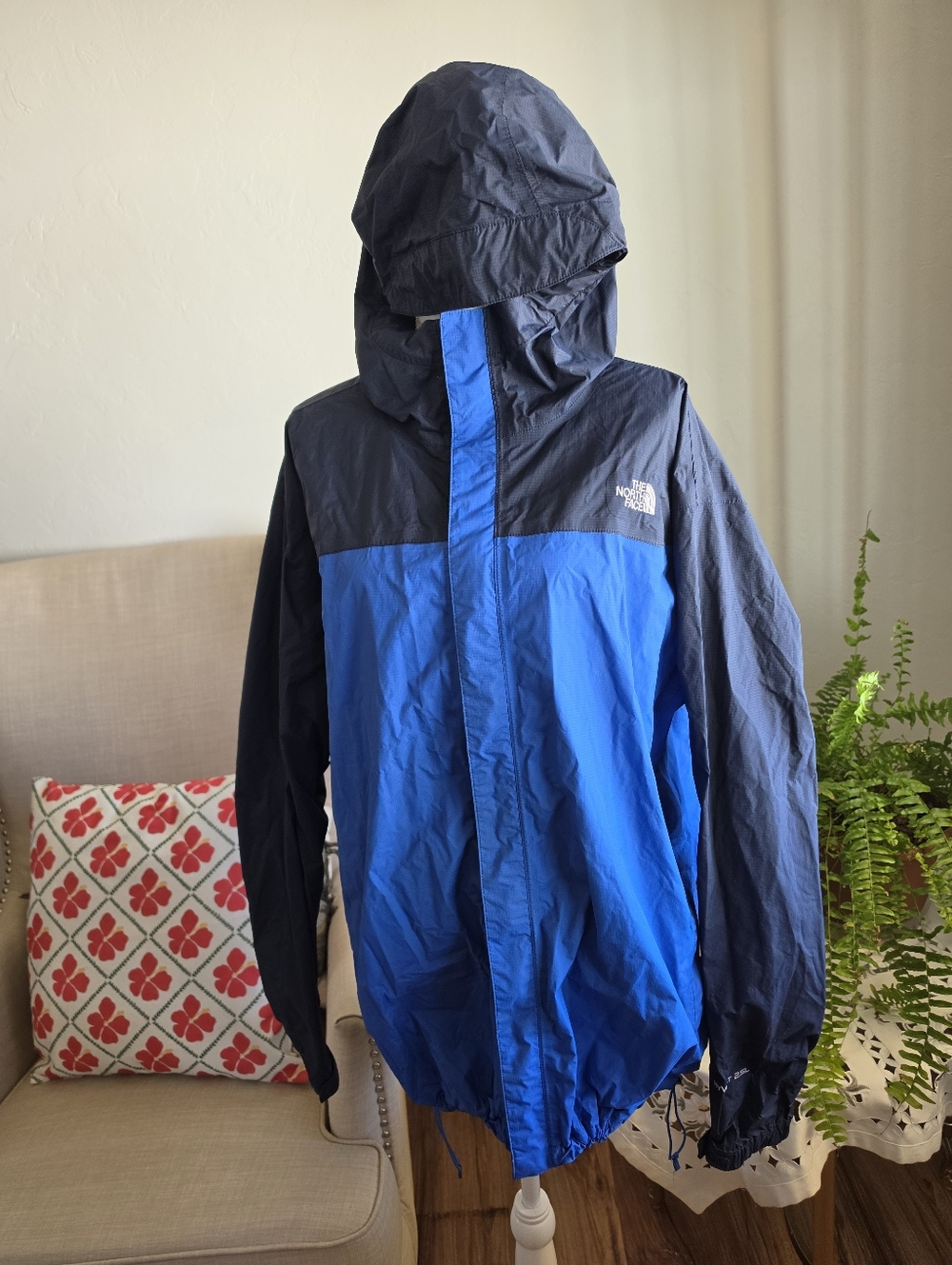 The North Face Men’s Royal Blue and Navy Hooded Raincoat